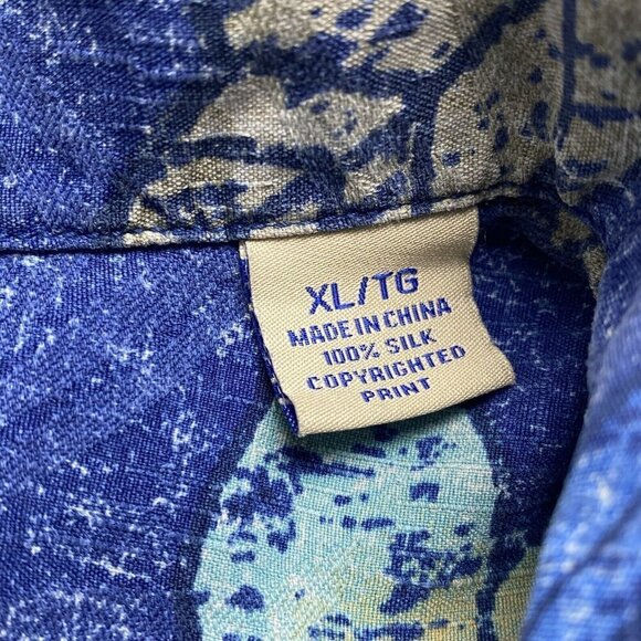 TOMMY BAHAMA Hawaiian Shirt Short Sleeve Button Front Vacation Men Blue XL 2-32 - Picture 9 of 11